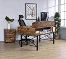 Safea Computer Desk, Weathered Oak & Black Finish Acme