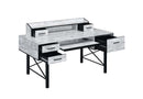 Safea Computer Desk, Antique White & Black Finish Acme