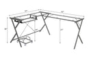 Dazenus Computer Desk, Clear Glass Top & Silver Finish Acme