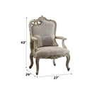 Picardy Chair w/Pillow (Lf Leaf), Fabric & Antique Pearl Finish Acme