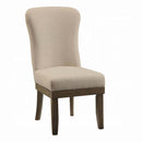 Landon Side Chair 2Pc, Beige Linen & Salvage Brown Finish Acme