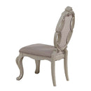 Ragenardus Side Chair 2Pc, Fabric & Antique White Finish Acme
