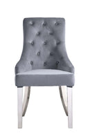 Satinka Side Chair 2Pc, Gray Fabric & Mirrored Silver Finish Acme