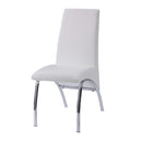 Pervis Side Chair 2Pc, White Faux Leather & Chrome Finish Acme