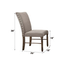 Leventis Side Chair 2Pc, Cream Linen & Weathered Oak Finish Acme