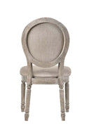 Faustine Side Chair 2Pc, Tan Fabric & Salvaged Light Oak Finish Acme