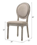 Faustine Side Chair 2Pc, Tan Fabric & Salvaged Light Oak Finish Acme