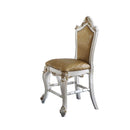 Picardy Counter Height Chair 2Pc, Butterscotch Faux Leather & Antique Pearl Acme