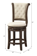 Glison Counter Height Chair 2Pc, Beige Fabric & Walnut Finish Acme