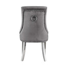 Satinka Side Chair 2Pc, Gray Fabric & Mirrored Silver Finish Acme