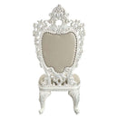 Vanaheim Side Chair 2Pc, Beige Faux Leather & Antique White Finish Acme