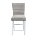 Elizaveta Counter Height Chair 2Pc, Gray Velvet &White  High Gloss Finish Acme