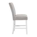 Elizaveta Counter Height Chair 2Pc, Gray Velvet &White  High Gloss Finish Acme