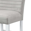 Elizaveta Counter Height Chair 2Pc, Gray Velvet &White  High Gloss Finish Acme