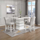 Elizaveta Counter Height Chair 2Pc, Gray Velvet &White  High Gloss Finish Acme
