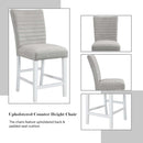 Elizaveta Counter Height Chair 2Pc, Gray Velvet &White  High Gloss Finish Acme