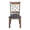 Raphaela Side Chair 2Pc, Black Faux Leather & Weathered Cherry Finish Acme
