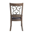 Raphaela Side Chair 2Pc, Black Faux Leather & Weathered Cherry Finish Acme