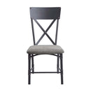 Edina Side Chair 2Pc, Gray Fabric, Oak & Sandy Black Finish Acme