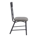 Edina Side Chair 2Pc, Gray Fabric, Oak & Sandy Black Finish Acme