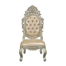 Sorina Side Chair 2Pc, Faux Leather & Antique Gold Finish Acme