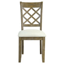 Karsen Side Chair 2Pc, Beige Linen & Rustic Oak Finish Acme