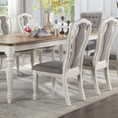 Florian Side Chair 2Pc, Gray Fabric & Antique White Finish Acme
