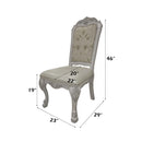 Dresden Side Chair 2Pc, Faux Leather, Fabric & Bone White Finish Acme