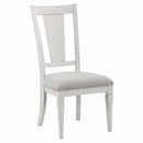 Katia Side Chair 2Pc, Light Gray Linen & Weathered White Finish Acme