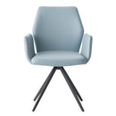 Segismunda Side Chair w/Swivel, Light Blue Leather & Black Finish Acme