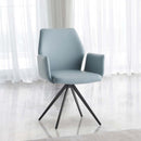 Segismunda Side Chair w/Swivel, Light Blue Leather & Black Finish Acme