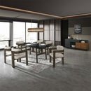Destin Side Chair, Light Gray Fabric & Walnut Finish Acme