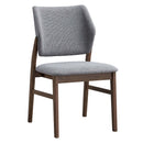 Sarha Side Chair 2Pc, Light Gray Fabric & Walnut Finish Acme
