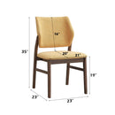 Sarha Side Chair 2Pc, Yellow Fabric & Walnut Finish Acme