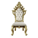 Desiderius Side Chair 2Pc, Antique Gold & Hand-Painted Brown Finish Acme