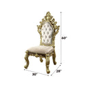 Desiderius Side Chair 2Pc, Antique Gold & Hand-Painted Brown Finish Acme