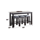 Necalli 4Pcs Pack Counter Height Table Set, Marble Top & Weathered Espresso Acme