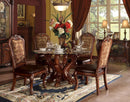 Dresden Dining Table, Clear Glass Top & Cherry Oak Finish Acme