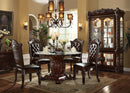 Vendome Round Dining Table, Clear Glass Top & Cherry Finish Acme