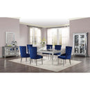 Varian Dining Table (78"L), Mirrored & Antique Platinum Finish Acme