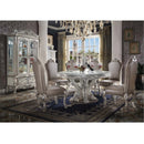 Dresden Round Pedestal Dining Table, Vintage Bone White Finish Acme