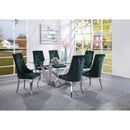 Dekel Dining Table, Clear Glass Top & Stainless Steel Acme