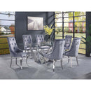 Dekel Dining Table, Clear Glass Top & Stainless Steel Acme
