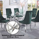 Dekel Dining Table, Clear Glass Top & Stainless Steel Acme