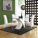 Pervis Dining Table, Clear Glass Top & White High Gloss Finish Acme