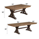 Pascaline Dining Table, Rustic Brown & Oak Finish Acme