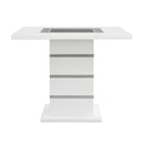 Elizaveta Counter Height Table w/Pedestal Base, Faux Crystal Diamonds Acme
