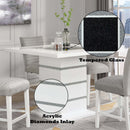 Elizaveta Counter Height Table w/Pedestal Base, Faux Crystal Diamonds Acme