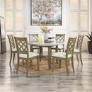 Karsen Dining Table, Natural Marble Top & Rustic Oak Finish Acme