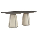 Kasa Dining Table, Sintered Stone Top & Champagne Finish Acme